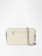 Rock Nano Clutch - Grained leather pochette with double leather and metal chains and rhinestone-embellished wings.