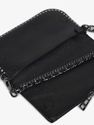 Pochette Rock Nano Punk - Pochette punk in pelle granata con doppie catene in pelle e metallo e ali ornate di strass.