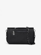 Pochette Rock Nano Punk - Pochette punk in pelle granata con doppie catene in pelle e metallo e ali ornate di strass.