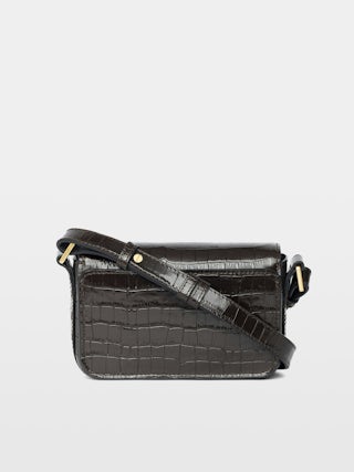 Le Zazi Croco Bag - Small croco-effect leather bag with adjustable shoulder strap and signature wings.