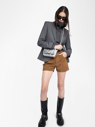 Le Zazi Vintage Metal Bag - Small bag in metallic leather with adjustable shoulder strap and signature wings.