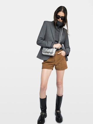 Le Zazi Vintage Metal Bag - Small bag in metallic leather with adjustable shoulder strap and signature wings.