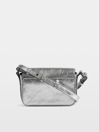 Le Zazi Vintage Metal Bag - Small bag in metallic leather with adjustable shoulder strap and signature wings.