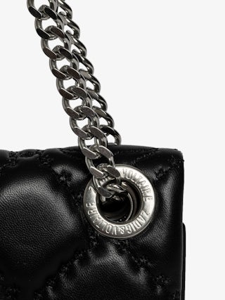 Rock II Quilted Monogram Clutch - Clutch in smooth quilted leather with adjustable metal chain and signature wings.