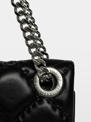 Rock II Quilted Monogram Clutch - Clutch in smooth quilted leather with adjustable metal chain and signature wings.