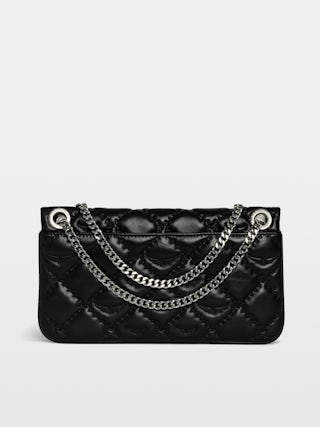 Rock II Quilted Monogram Clutch - Clutch in smooth quilted leather with adjustable metal chain and signature wings.