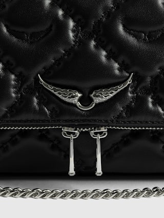 Rocky II Quilted Monogram Bag - Smooth quilted leather bag with monogram shoulder strap, chain, and signature wings.