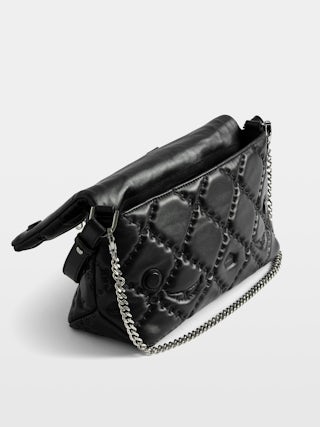 Rocky II Quilted Monogram Bag - Smooth quilted leather bag with monogram shoulder strap, chain, and signature wings.