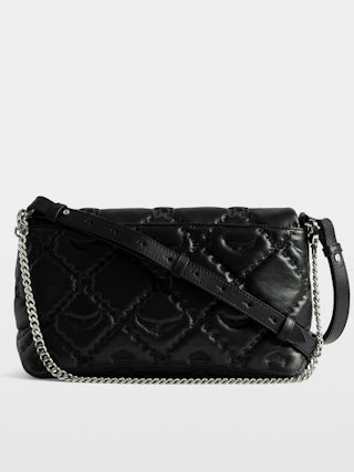 Rocky II Quilted Monogram Bag - Smooth quilted leather bag with monogram shoulder strap, chain, and signature wings.
