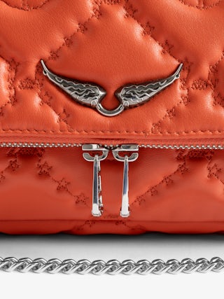 Rocky II Quilted Monogram Bag - Smooth quilted leather bag with monogram shoulder strap, chain, and signature wings.