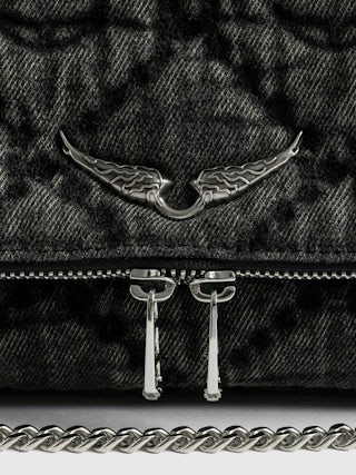 Rocky II Monogram Bag - Denim monogram shoulder bag with chain and signature wings.