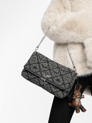 Rocky II Monogram Bag - Denim monogram shoulder bag with chain and signature wings.