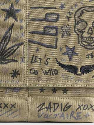 Sac Z Camp Satchel Tag - Sac satchel en toile style militaire, orné de tag et d'ailes signature.