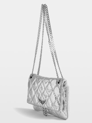 Clutch Rock II Metal Monogram - Clutch in quilted metallic leather with sliding metal chain and signature wings.