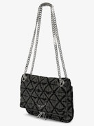 Clutch Rock II Monogram - Clutch aus Denim mit verschiebbarer Metallkette und Signature-Flügeln.