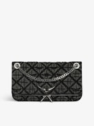 Clutch Rock II Monogram - Clutch aus Denim mit verschiebbarer Metallkette und Signature-Flügeln.