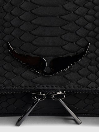 Nano Soft Savage Rock Clutch - Iconic Rock Nano clutch in black python-effect leather.