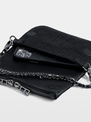 Nano Soft Savage Rock Clutch - Iconic Rock Nano clutch in black python-effect leather.