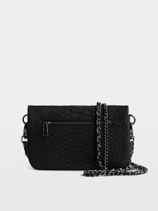 Nano Soft Savage Rock Clutch - Iconic Rock Nano clutch in black python-effect leather.