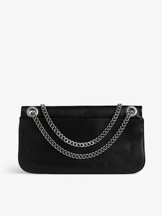 Rock II Clutch - Clutch in grained leather with sliding metal chain and signature wings.