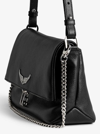 Rocky II Bag - Grained leather shoulder bag with chain and signature wings.
