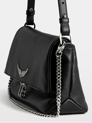 Rocky II Bag - Grained leather shoulder bag with chain and signature wings.