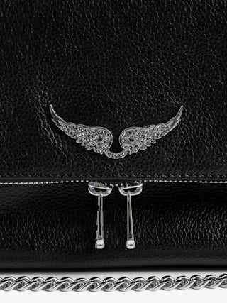 Rocky II Bag - Grained leather shoulder bag with chain and signature wings.