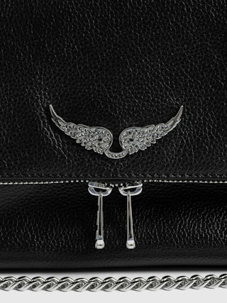 Rocky II Bag - Grained leather shoulder bag with chain and signature wings.