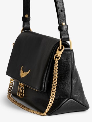 Rocky II Bag - Grained leather shoulder bag with chain and signature wings.