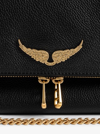 Rocky II Bag - Grained leather shoulder bag with chain and signature wings.