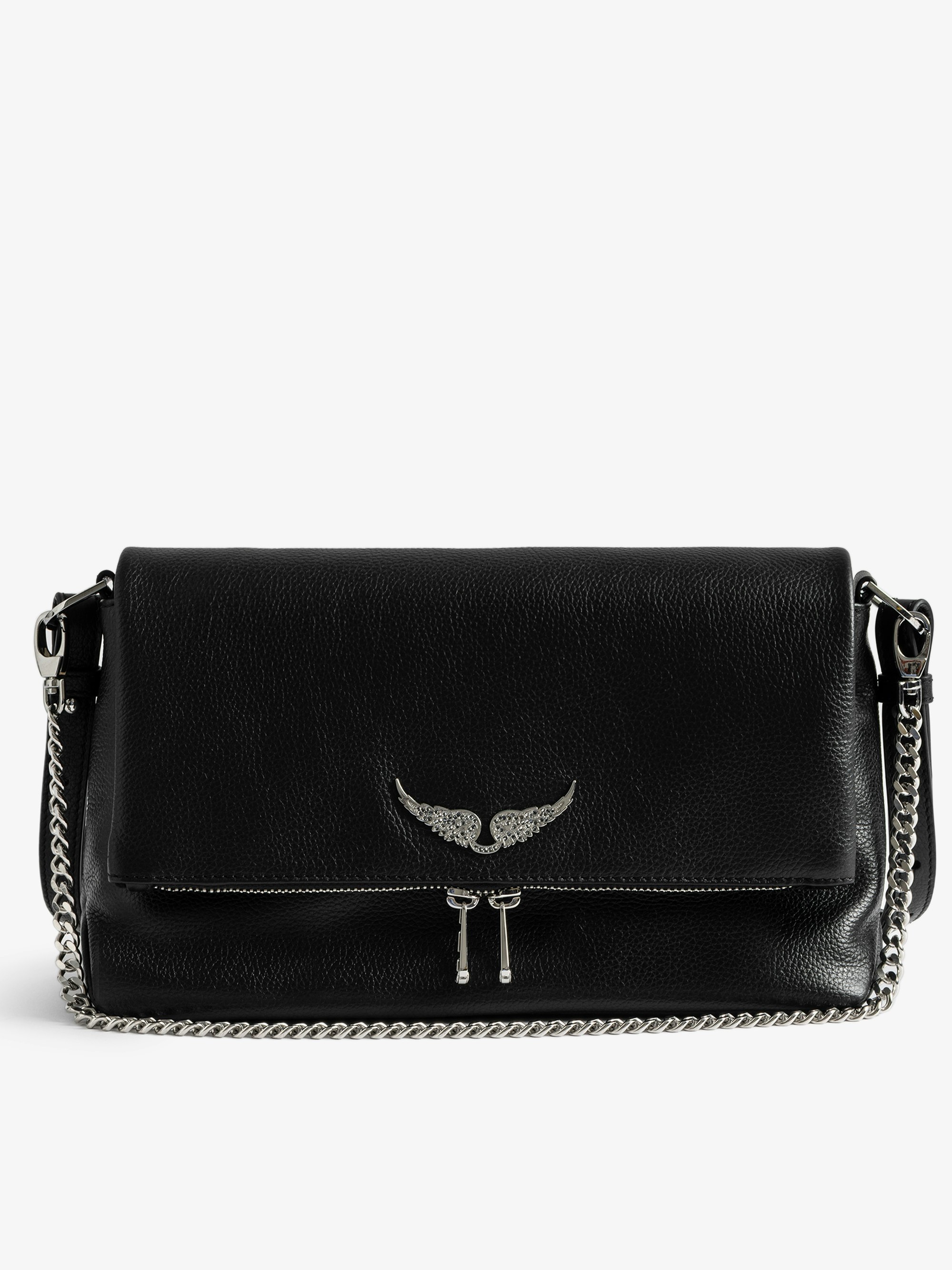 Rocky II Bag - Grained leather shoulder bag with chain and signature wings.