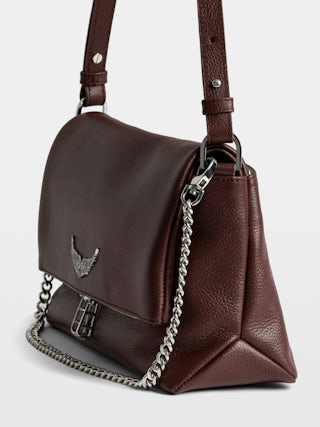Rocky II Bag - Grained leather shoulder bag with chain and signature wings.