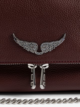 Rocky II Bag - Grained leather shoulder bag with chain and signature wings.