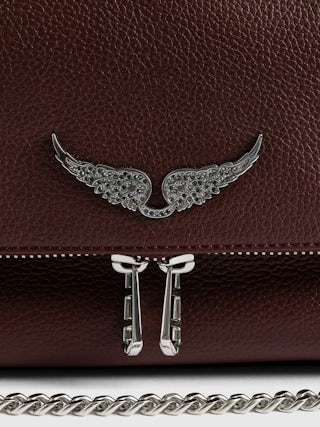 Rocky II Bag - Grained leather shoulder bag with chain and signature wings.