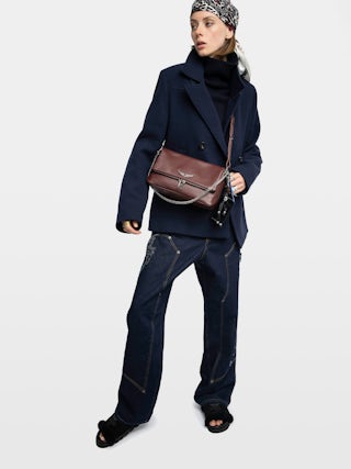 Rocky II Bag - Grained leather shoulder bag with chain and signature wings.