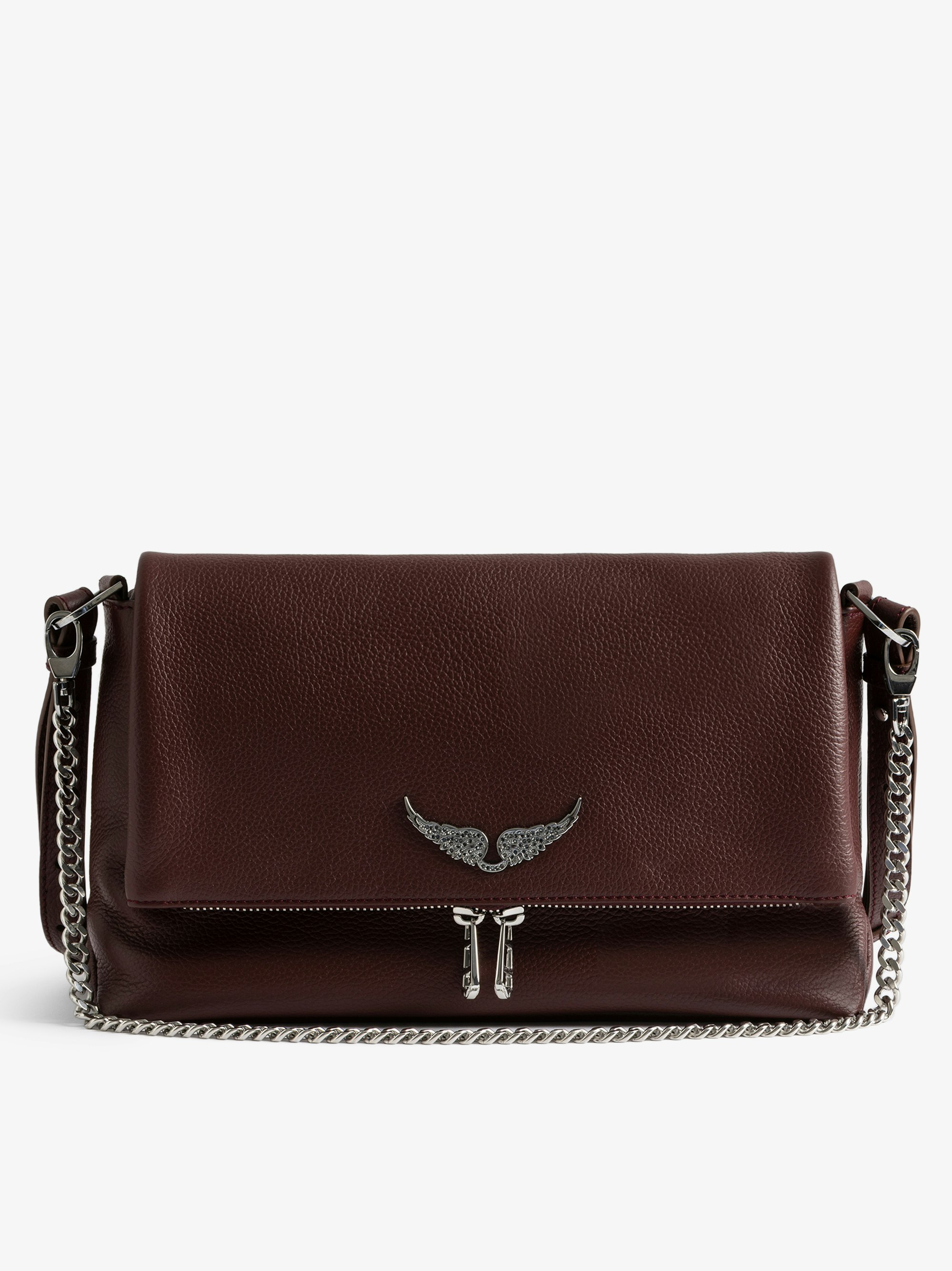 Rocky II Bag - Grained leather shoulder bag with chain and signature wings.