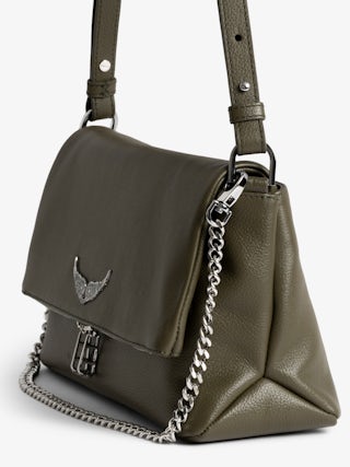 Rocky II Bag - Grained leather bag with shoulder strap and signature wings.