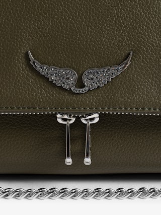 Rocky II Bag - Grained leather bag with shoulder strap and signature wings.