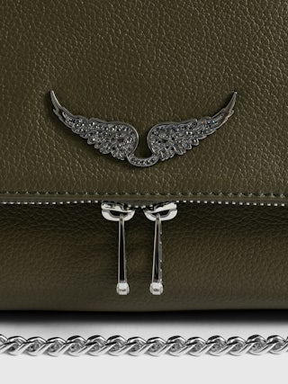 Rocky II Bag - Grained leather bag with shoulder strap and signature wings.