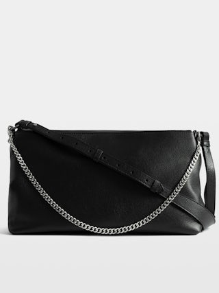 Rocky II XL Bag - Grained leather shoulder bag with chain and signature wings.