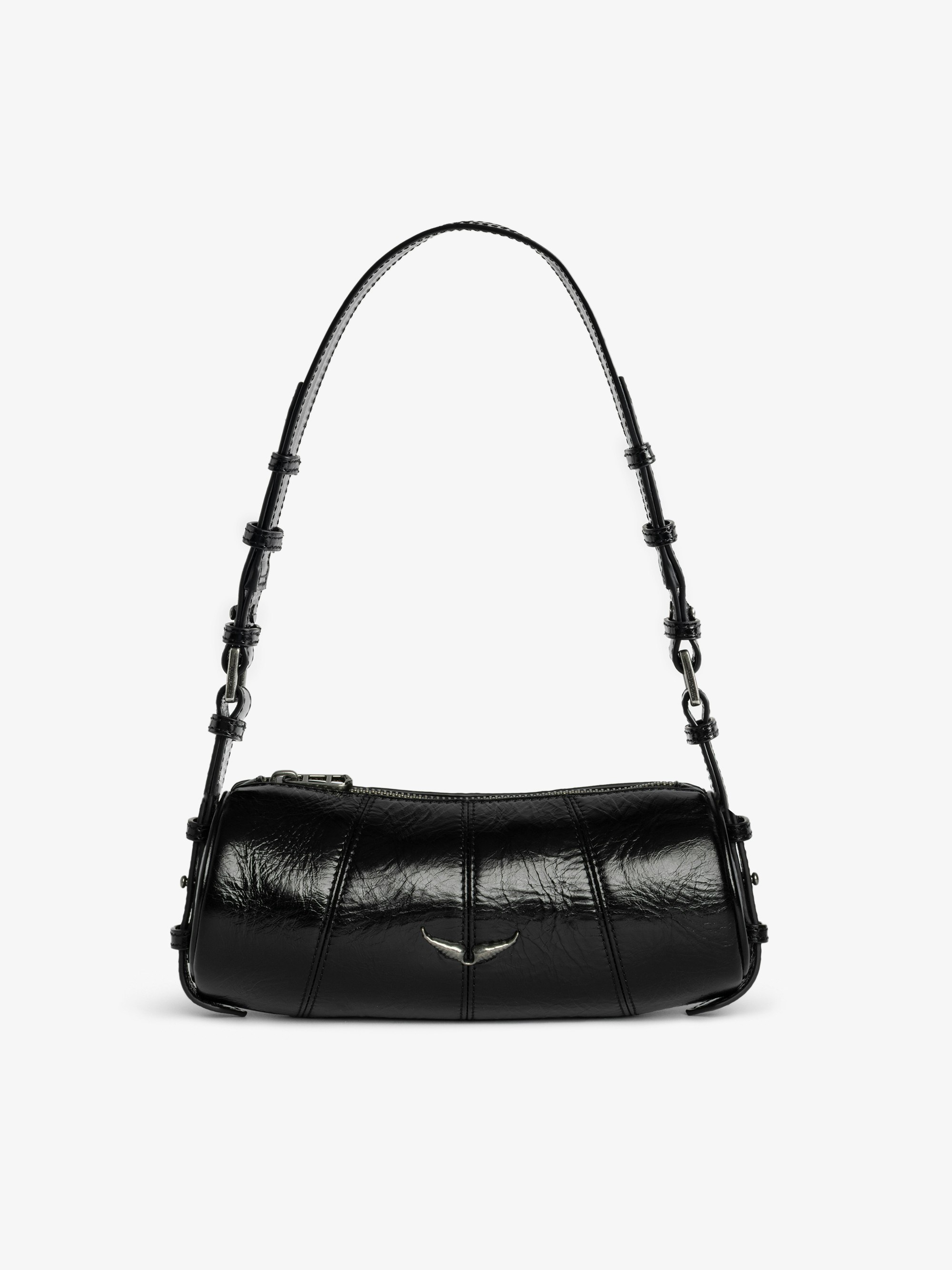 Bolso Le Roudoudou Vintage Patent - Bolso de cuero barnizado con efecto de inspiración vintage, correa de hombro ajustable y firma de alas.