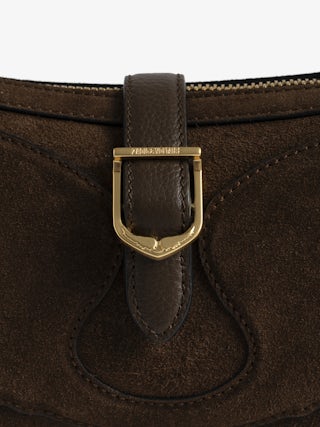 Moonrise Bag - Baguette bag in suede with leather handle and signature wings.