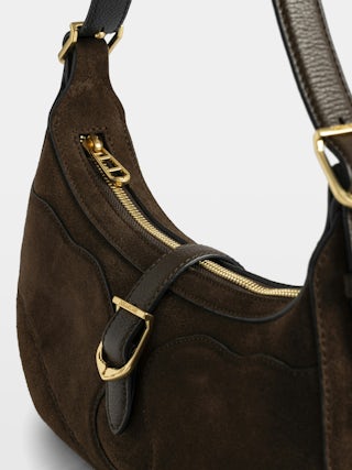 Sac Moonrise - Sac baguette en suede avec anse en cuir et ailes signatures.