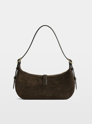 Moonrise Bag - Baguette bag in suede with leather handle and signature wings.