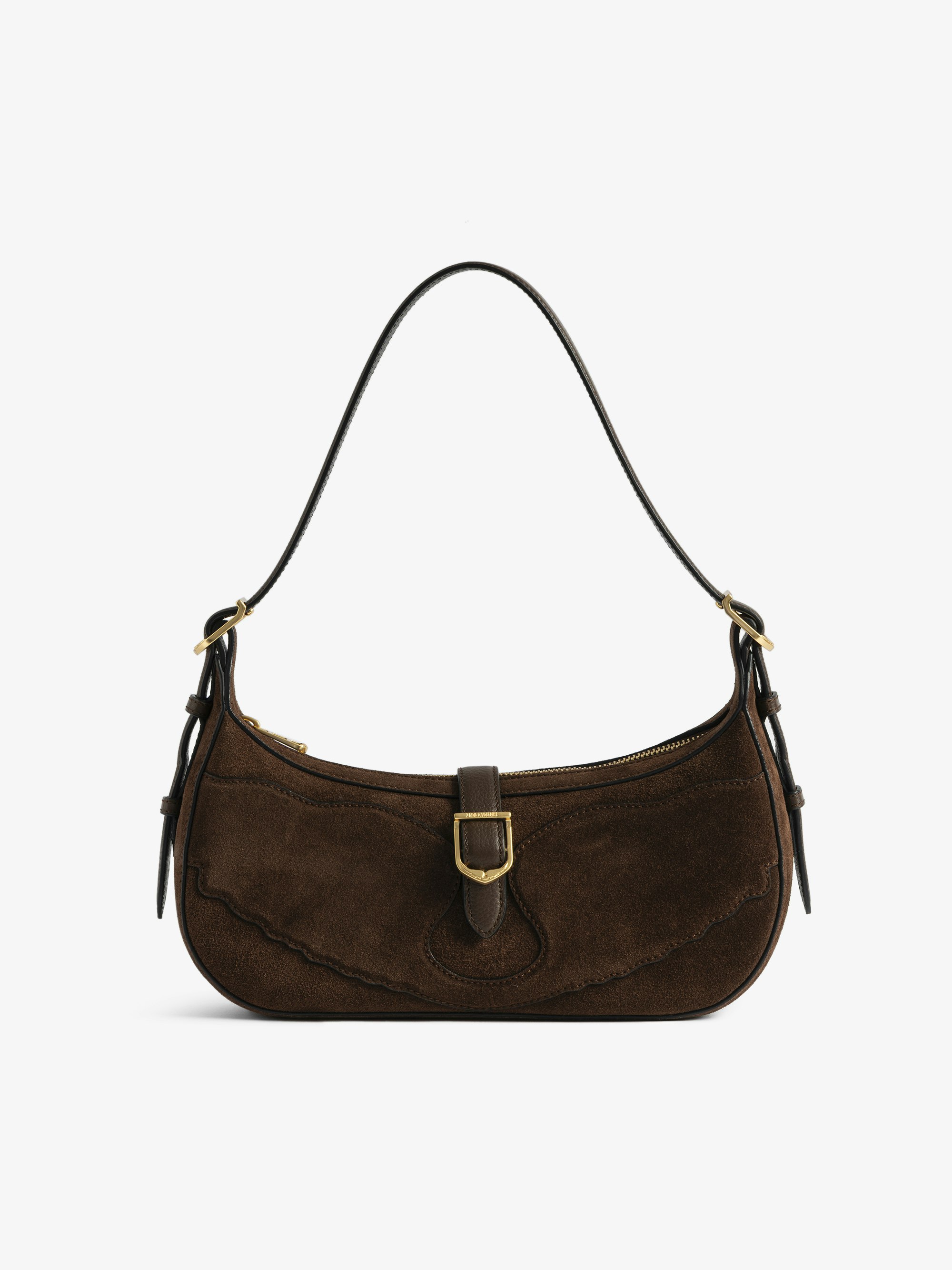 Sac Moonrise - Sac baguette en suede avec anse en cuir et ailes signatures.
