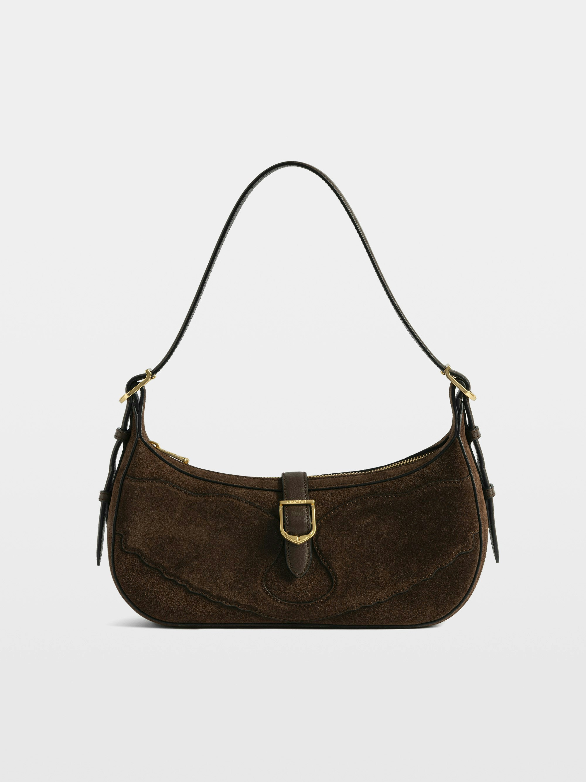 Moonrise Bag - Baguette bag in suede with leather handle and signature wings.
