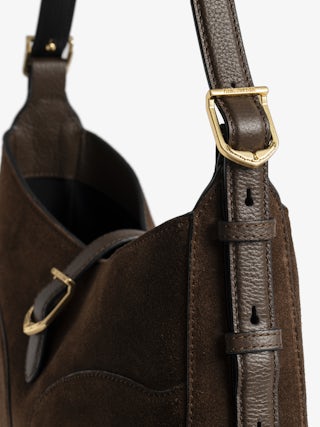Moonrise Hobo Bag - Hobo bag in suede with leather handle and signature wings.