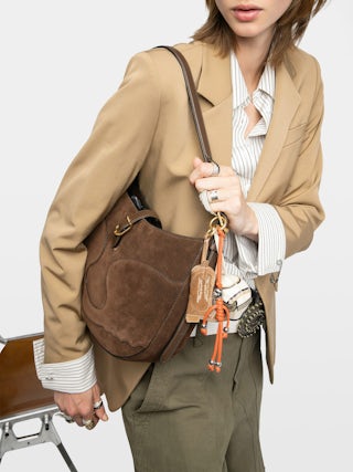 Sac Moonrise Hobo - Sac hobo en suede avec anse en cuir et ailes signatures.