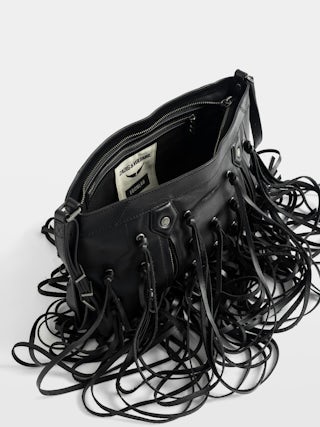 Sunny Moody Fringes Bag - Smooth leather bag with all-over fringes, adjustable shoulder strap, Zadig&Voltaire X Egonlab signature.