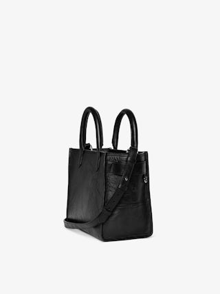 Angel Tote XS Bag - Small bag in crinkled effect leather with double handles, shoulder strap and embossed wings signature.